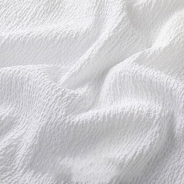 Buddha Stones 2-teiliges Herren-Set mit einfarbiger Textur, Knopfleiste, halblangen Ärmeln, Hemd und Hose - image 11