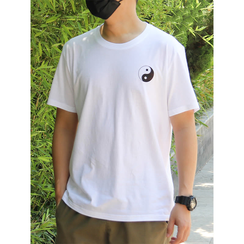 Buddha Stones Herren Sommer-T-Shirt aus Baumwolle mit Rundhalsausschnitt und kurzen Ärmeln, Yin Yang - image 10