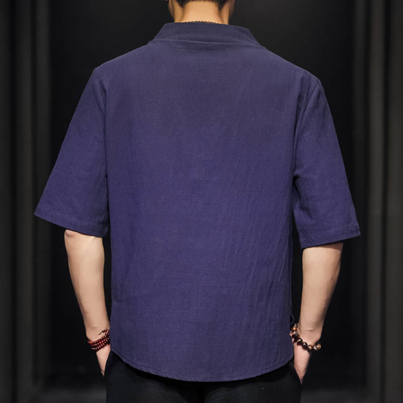 Buddha Stones Casual Sommer Halbarmhemd Baumwolle Herrenbekleidung - image 27