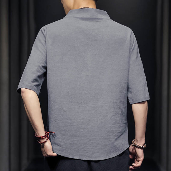 Buddha Stones Casual Sommer Halbarmhemd Baumwolle Herrenbekleidung - image 19