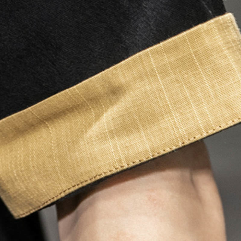 Buddha-Steine, Frosch-Knopf, chinesischer Drache, glückverheißende Wolkenstickerei, Halbarm-Hemd aus Baumwolle und Leinen für Herren - image 8