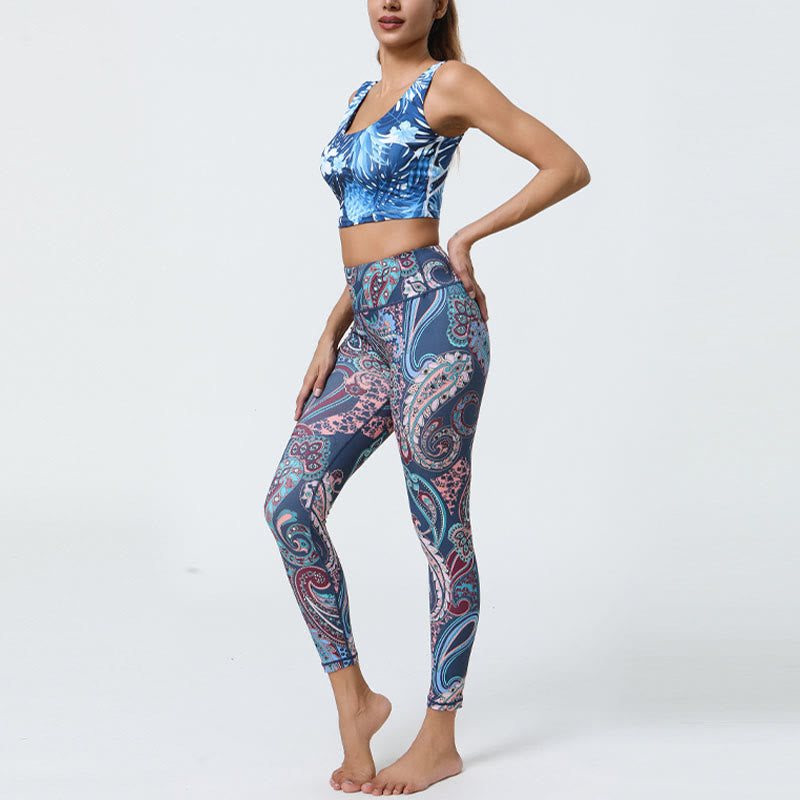 Buddha Steine Blumen Federn Sonne Mond Druck Sport Fitness Yoga Hohe Taille Leggings frauen Hosen - image 4