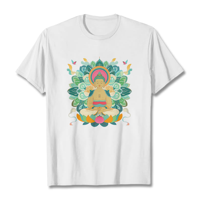 Buddha Stones Schmetterling Lotus Buddha-inspiriertes T-Shirt - Weiß - 2XL - image 1