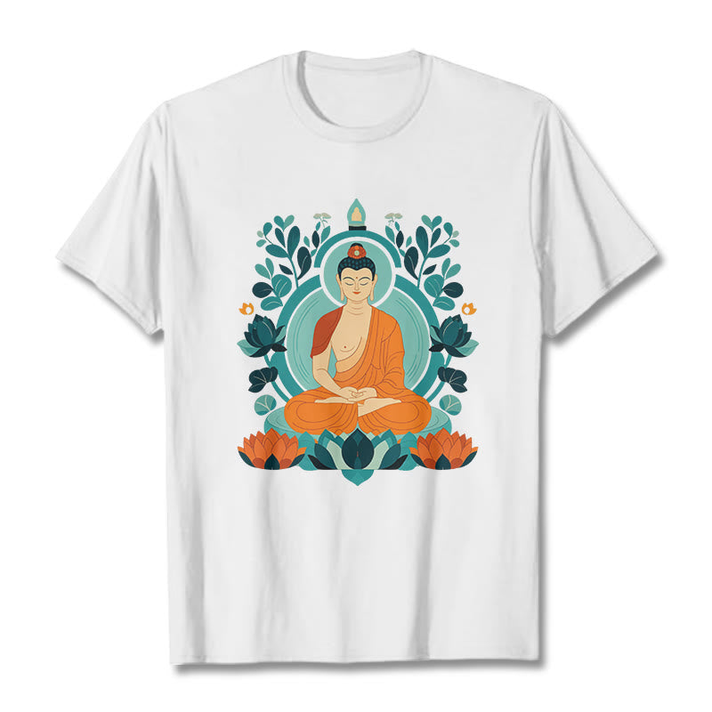 Buddha Stones Lotus Buddha Meditation Tee T-shirt - Weiß - 2XL - image 2