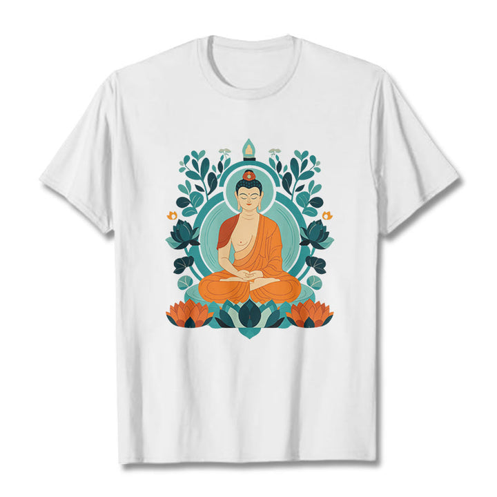 Buddha Stones Lotus Buddha Meditation Tee T-shirt - Weiß - 2XL - image 2