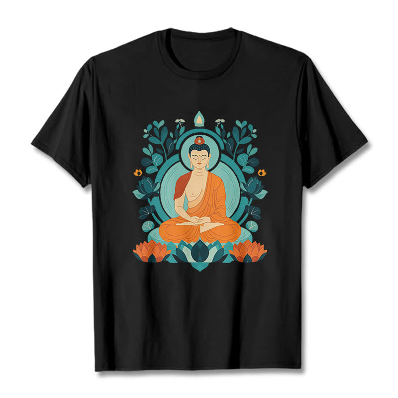 Buddha Stones Lotus Buddha Meditation Tee T-shirt - Schwarz - 2XL - image 5
