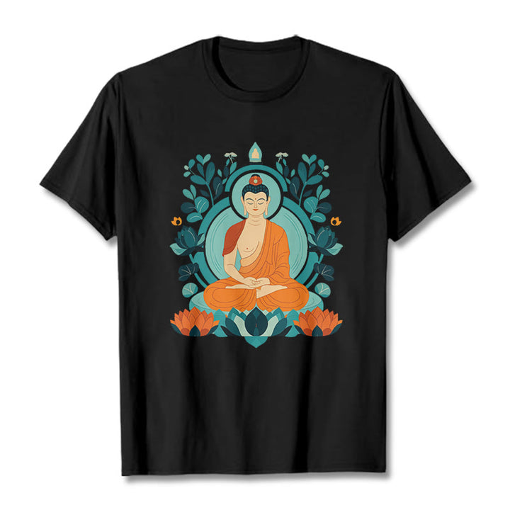 Buddha Stones Lotus Buddha Meditation Tee T-shirt - Schwarz - 2XL - image 5