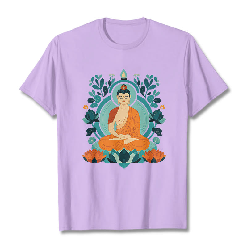Buddha Stones Lotus Buddha Meditation Tee T-shirt - Pflaume - 2XL - image 10