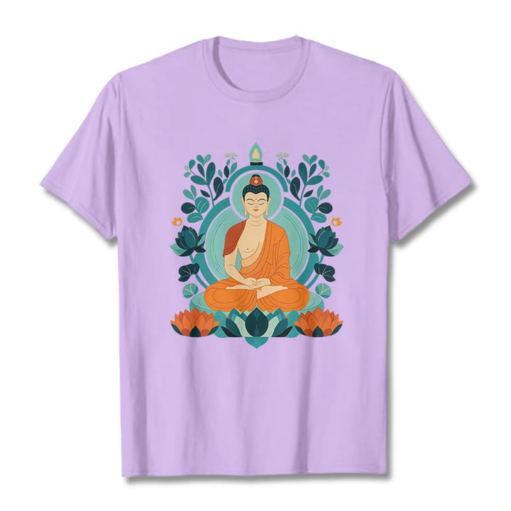 Buddha Stones Lotus Buddha Meditation Tee T-shirt - Pflaume - 2XL - image 10