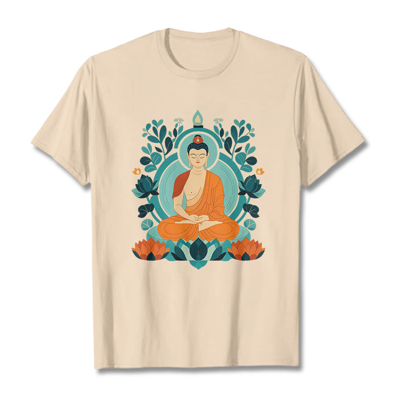 Buddha Stones Lotus Buddha Meditation Tee T-shirt - Bisque - 2XL - image 7