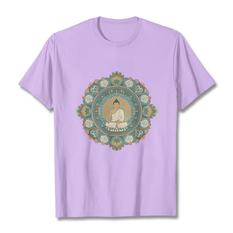 Buddha Stones Mandala-Blumen-Buddha-T-Shirt - Pflaume - 2XL - image 16