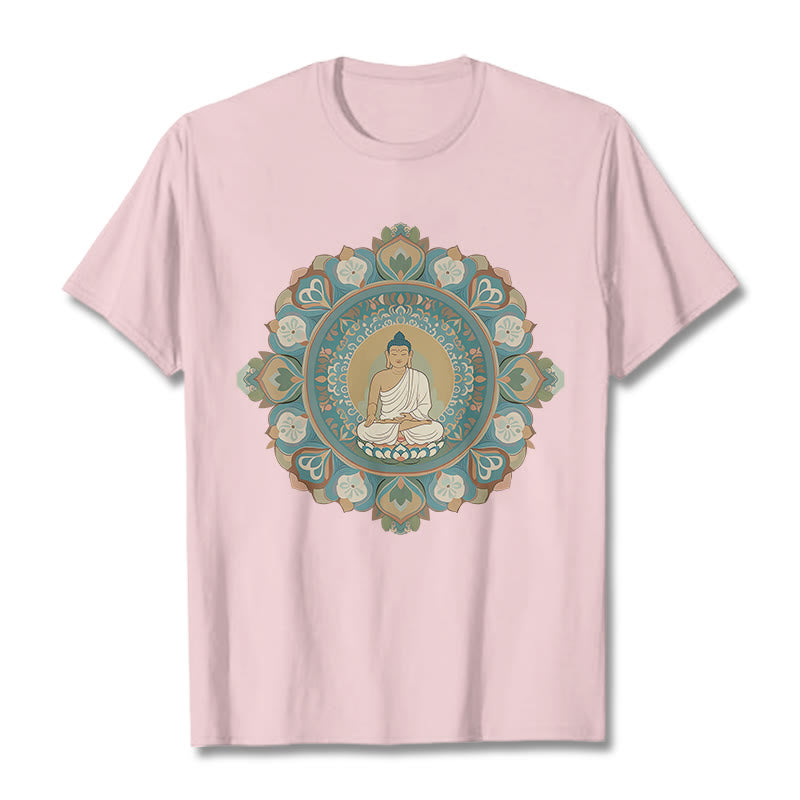 Buddha Stones Mandala-Blumen-Buddha-T-Shirt - Hellrosa - 2XL - image 14