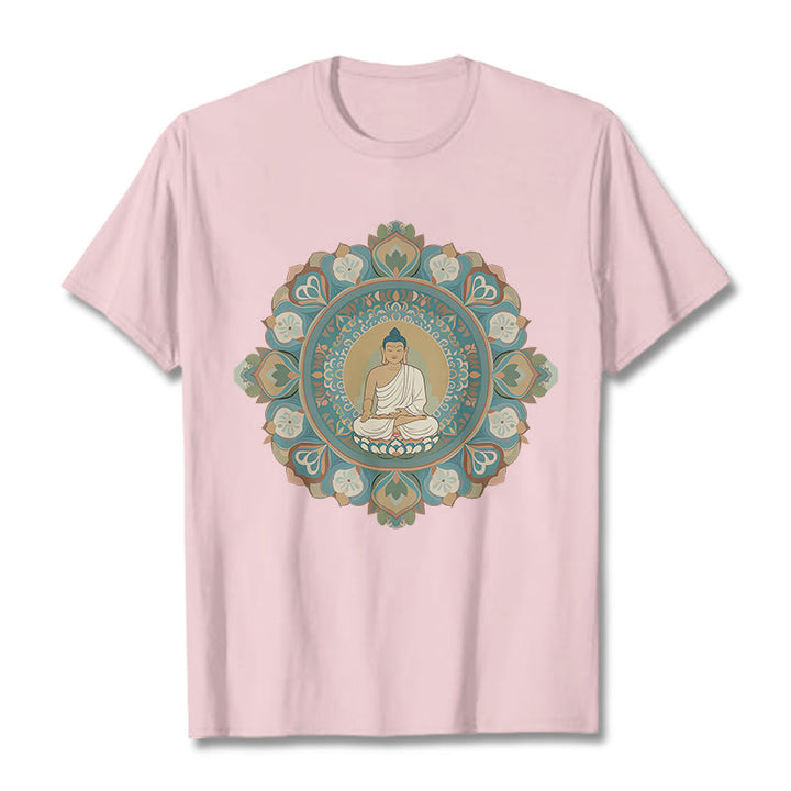 Buddha Stones Mandala-Blumen-Buddha-T-Shirt - Hellrosa - 2XL - image 14