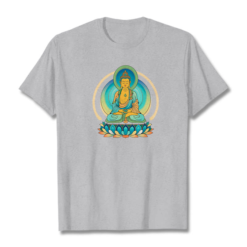 Buddha Stones Lotus Buddha T-Shirt - Hellgrau - 2XL - image 19