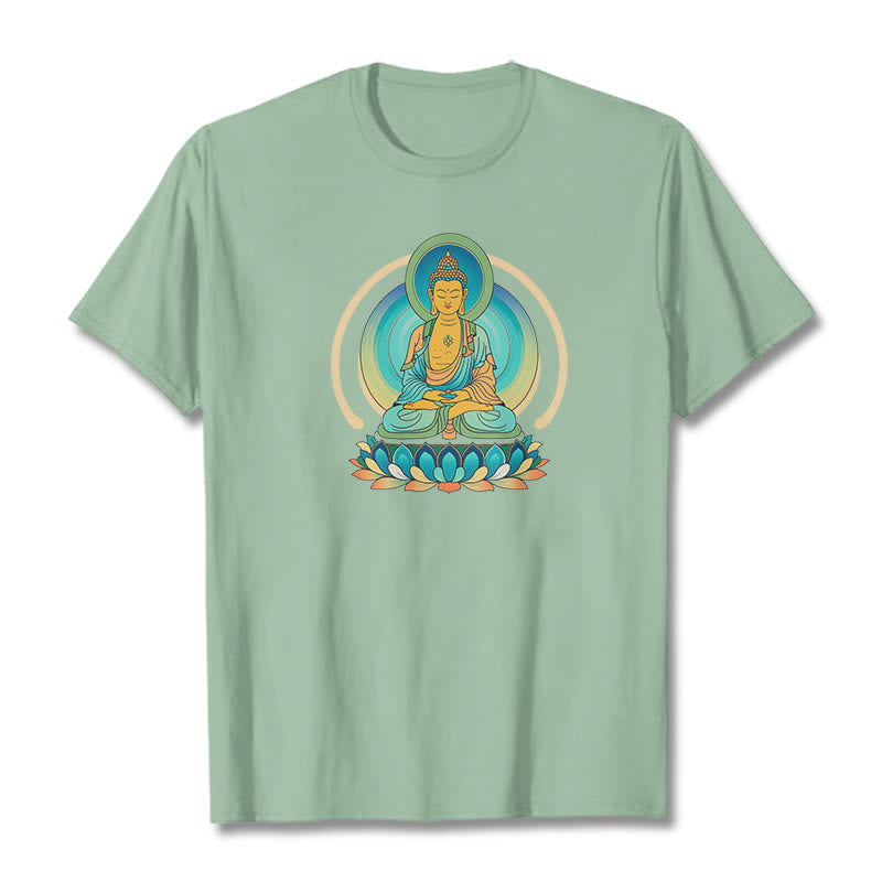 Buddha Stones Lotus Buddha T-Shirt - Blassgrün - 2XL - image 14