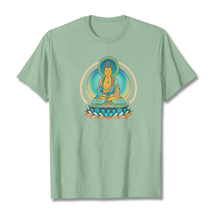 Buddha Stones Lotus Buddha T-Shirt - Blassgrün - 2XL - image 14