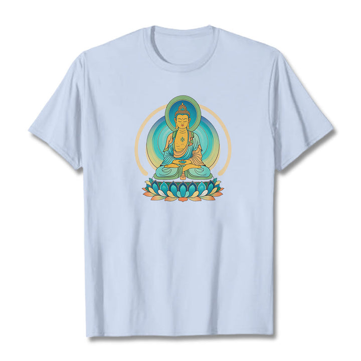 Buddha Stones Lotus Buddha T-Shirt - HellCyan - 2XL - image 18