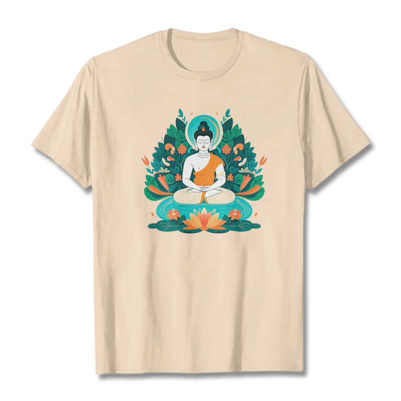 Buddha Stones Blume Gras Lotus Bodhisattva Tee T-shirt - Bisque - 2XL - image 10