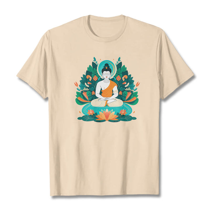 Buddha Stones Blume Gras Lotus Bodhisattva Tee T-shirt - Bisque - 2XL - image 10