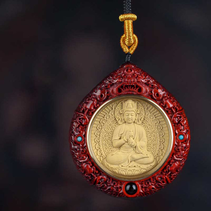 Buddha Stones chinesisches Tierkreiszeichen Geburt Buddha kleiner Blatt rotes Sandelholz Ebenholz Langlebigkeits-Halskette Anhänger - Ziege/Affe-Tathagata - Kleines Blatt rotes Sandelholz - image 15