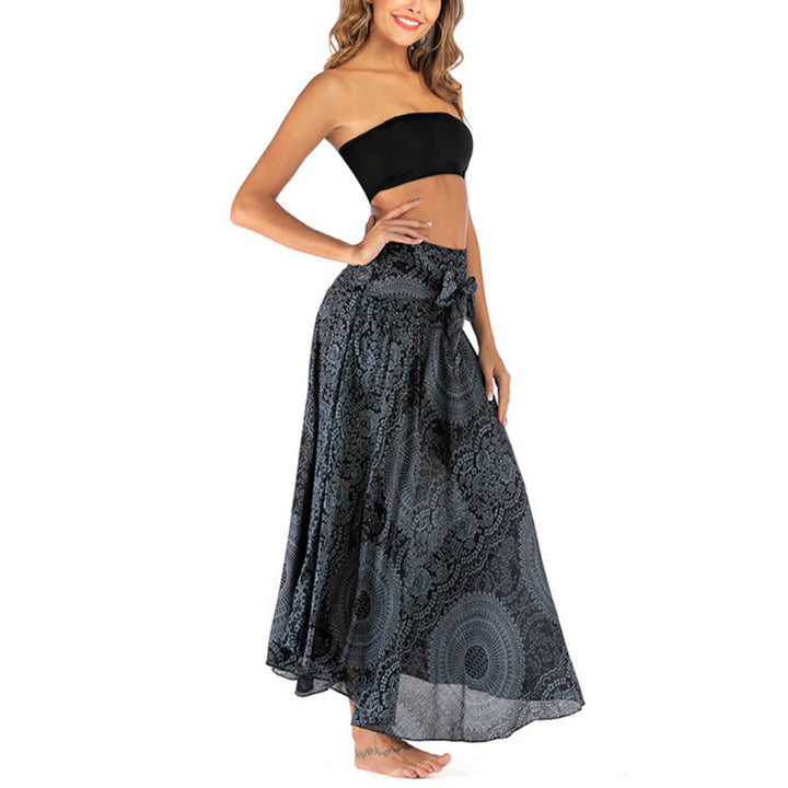 Buddha Stones Zwei Stil Tragen Boho Kompass Rose Blume Rock Kleid - image 46