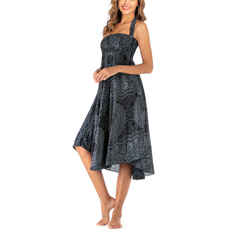 Buddha Stones Zwei Stil Tragen Boho Kompass Rose Blume Rock Kleid - image 48