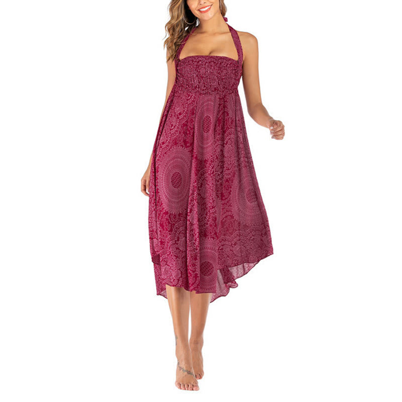 Buddha Stones Zwei Stil Tragen Boho Kompass Rose Blume Rock Kleid - image 28