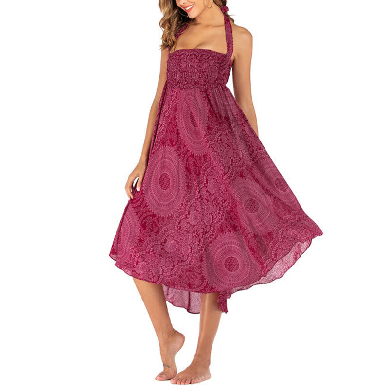 Buddha Stones Zwei Stil Tragen Boho Kompass Rose Blume Rock Kleid - image 24