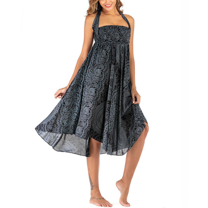 Buddha Stones Zwei Stil Tragen Boho Kompass Rose Blume Rock Kleid - image 44