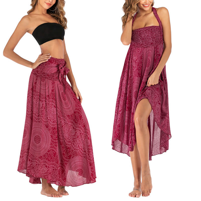 Buddha Stones Zwei Stil Tragen Boho Kompass Rose Blume Rock Kleid - image 22