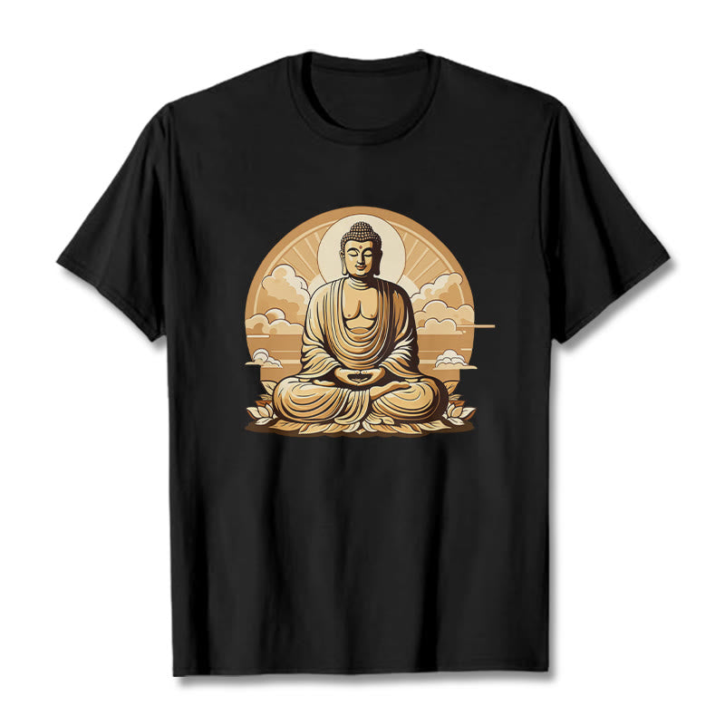 Buddha Stones Sonnige Glücks-Wolken Buddha Tee T-Shirt - Schwarz - 2XL - image 6