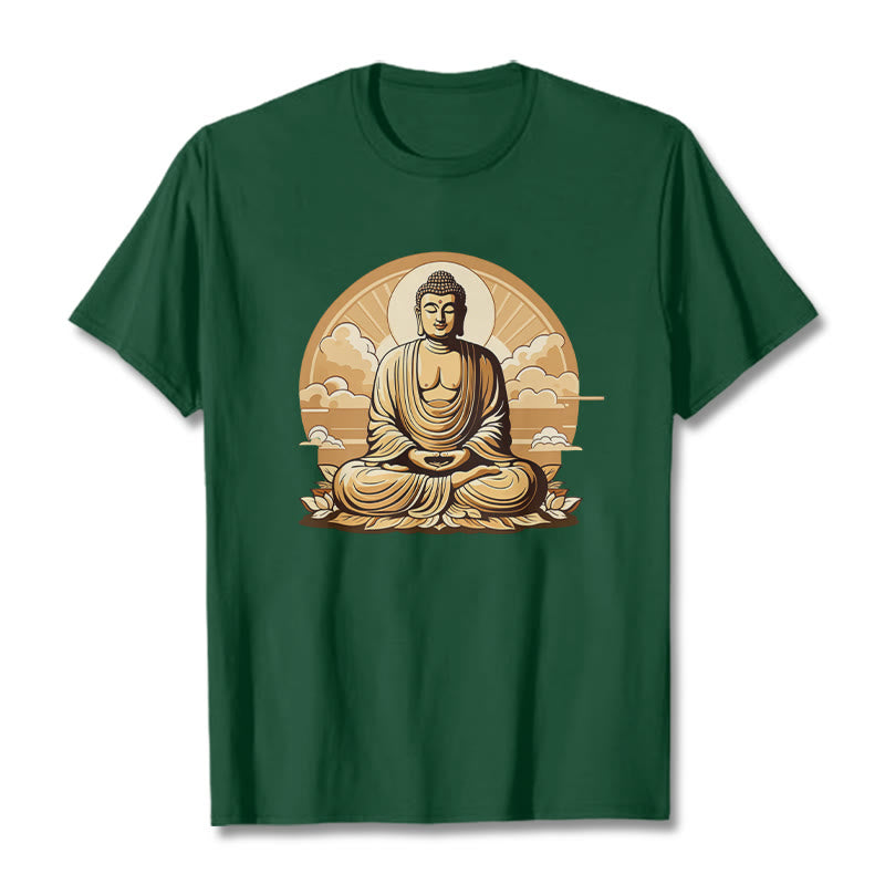 Buddha Stones Sonnige Glücks-Wolken Buddha Tee T-Shirt - WaldGrün - 2XL - image 10
