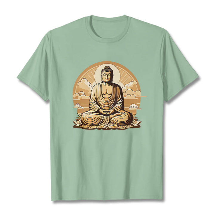 Buddha Stones Sonnige Glücks-Wolken Buddha Tee T-Shirt - Blassgrün - 2XL - image 14