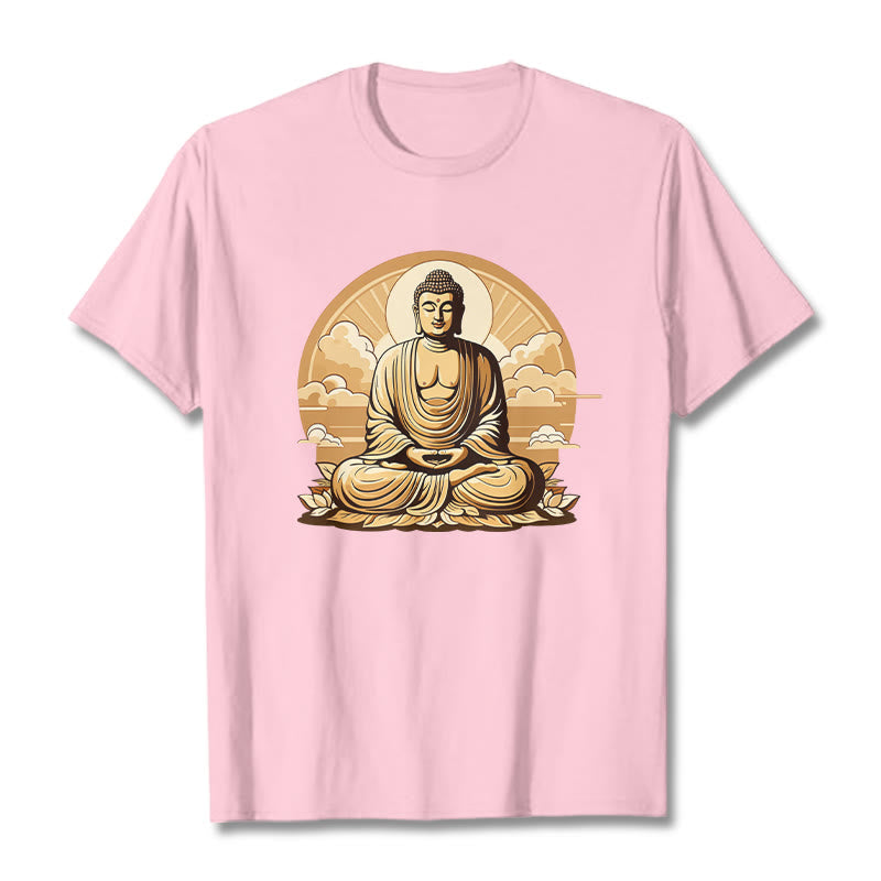 Buddha Stones Sonnige Glücks-Wolken Buddha Tee T-Shirt - Hellrosa - 2XL - image 12