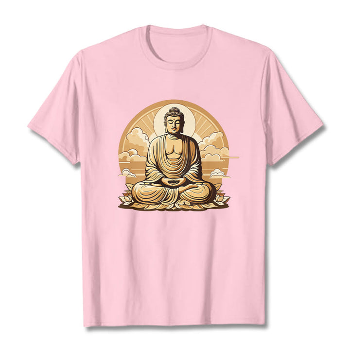 Buddha Stones Sonnige Glücks-Wolken Buddha Tee T-Shirt - Hellrosa - 2XL - image 12