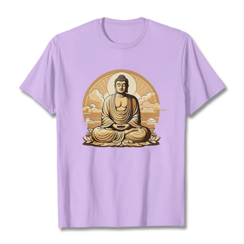Buddha Stones Sonnige Glücks-Wolken Buddha Tee T-Shirt - Pflaume - 2XL - image 16