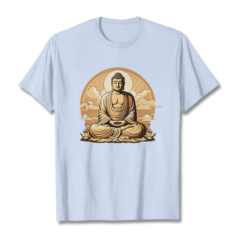 Buddha Stones Sonnige Glücks-Wolken Buddha Tee T-Shirt - HellCyan - 2XL - image 18