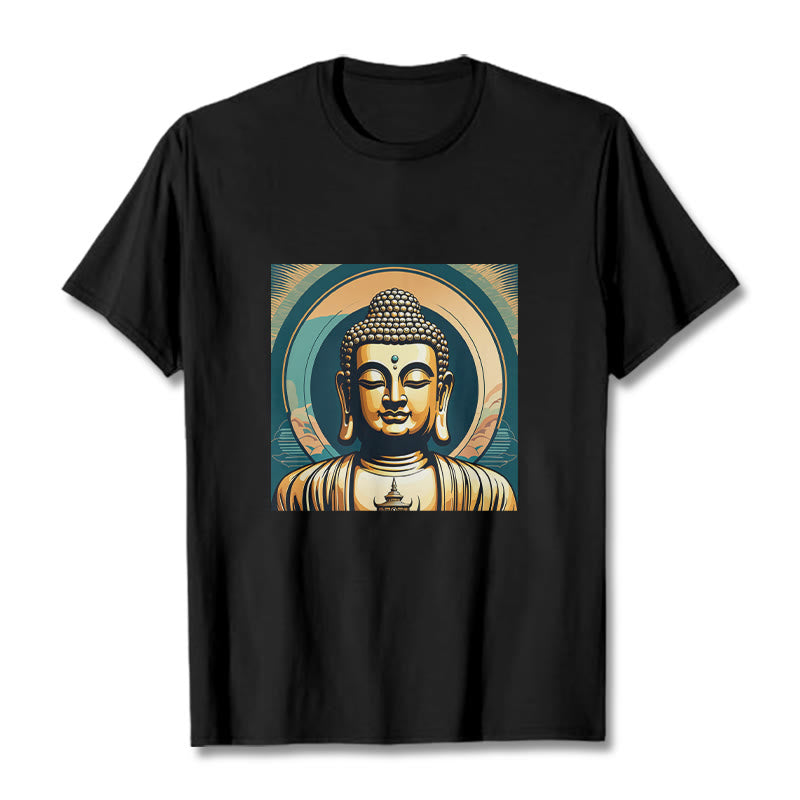Buddha Stones Aura Golden Buddha Tee T-Shirt - Schwarz - 2XL - image 1