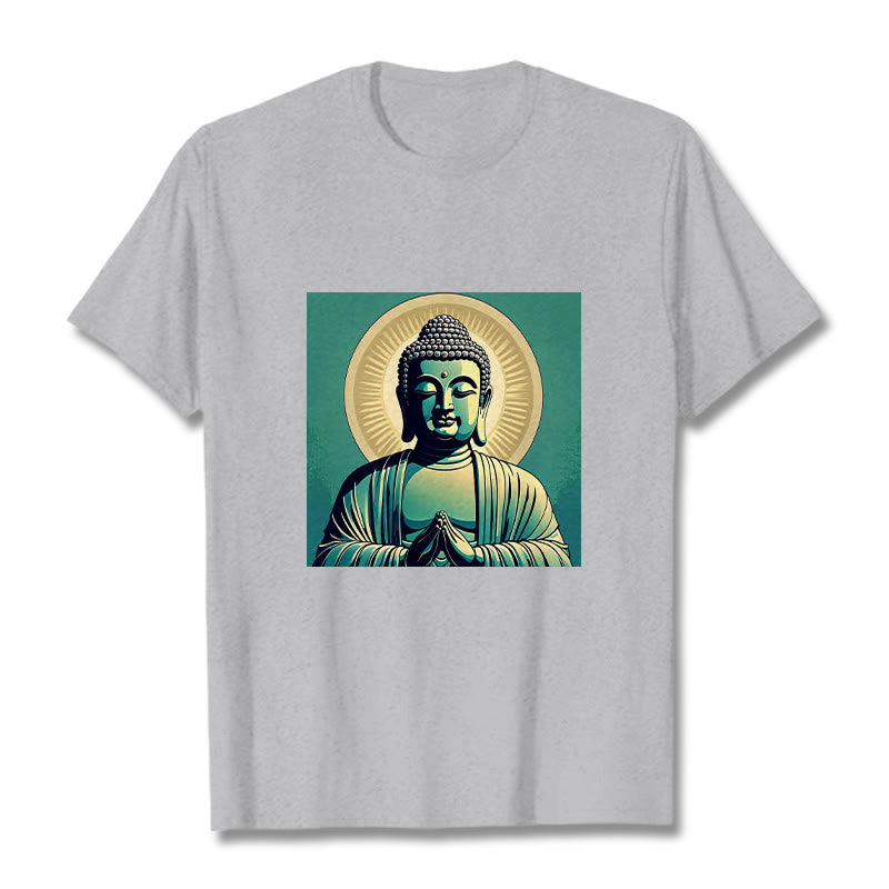 Buddha Stones Aura Green Buddha Tee T-shirt - Hellgrau - 2XL - image 19
