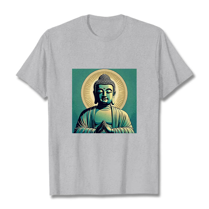 Buddha Stones Aura Green Buddha Tee T-shirt - Hellgrau - 2XL - image 19