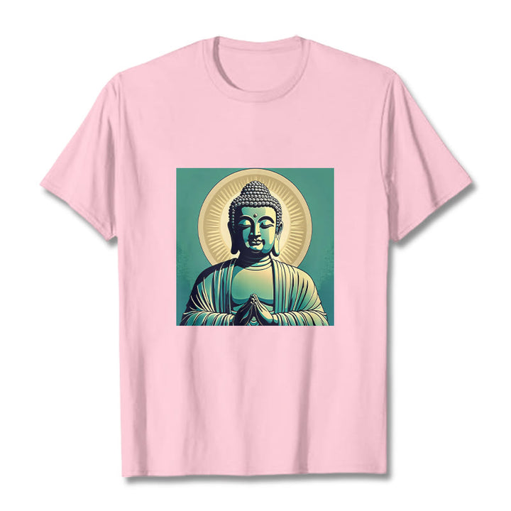 Buddha Stones Aura Green Buddha Tee T-shirt - Hellrosa - 2XL - image 14
