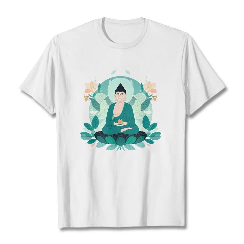 Buddha Stones Schließe Augen Green Leaf Buddha T-Shirt - Weiß - 2XL - image 3