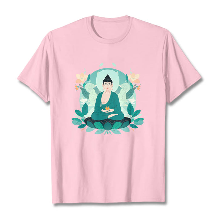 Buddha Stones Schließe Augen Green Leaf Buddha T-Shirt - Hellrosa - 2XL - image 14
