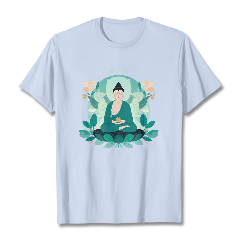Buddha Stones Schließe Augen Green Leaf Buddha T-Shirt - HellCyan - 2XL - image 18