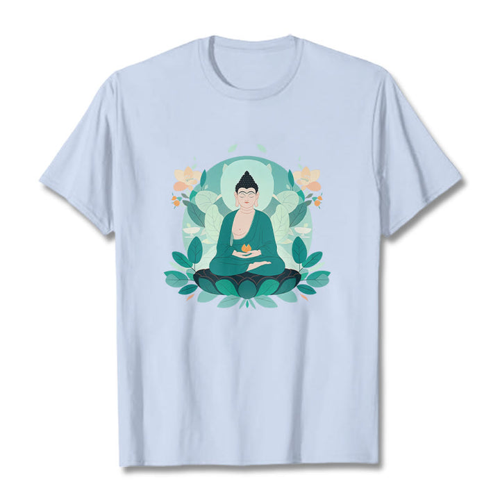 Buddha Stones Schließe Augen Green Leaf Buddha T-Shirt - HellCyan - 2XL - image 18