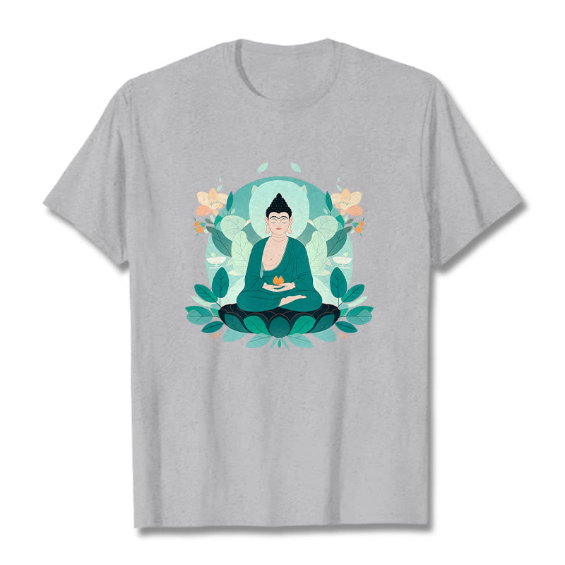 Buddha Stones Schließe Augen Green Leaf Buddha T-Shirt - Hellgrau - 2XL - image 19