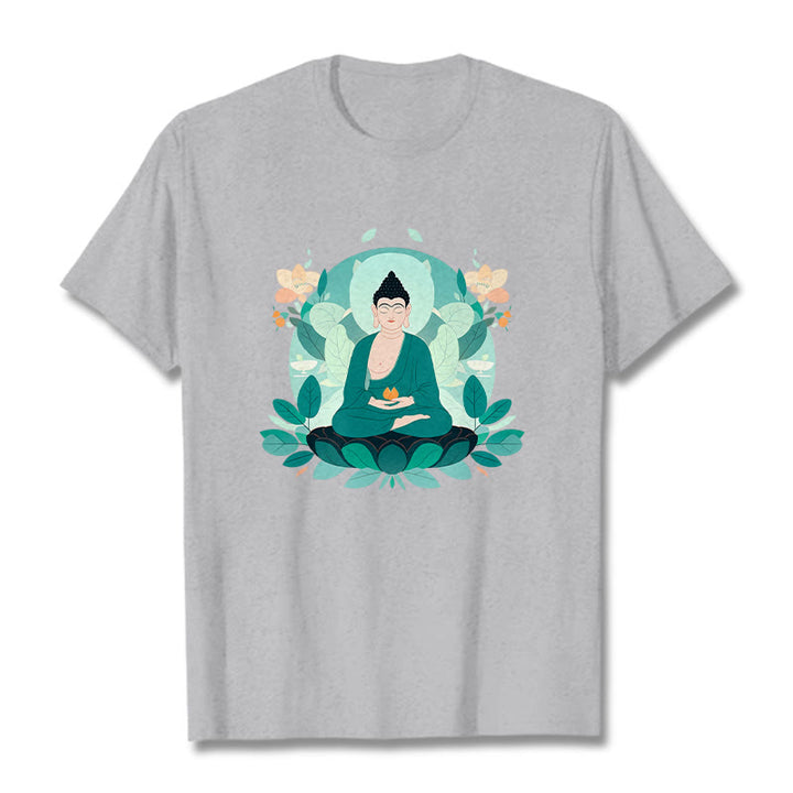 Buddha Stones Schließe Augen Green Leaf Buddha T-Shirt - Hellgrau - 2XL - image 19