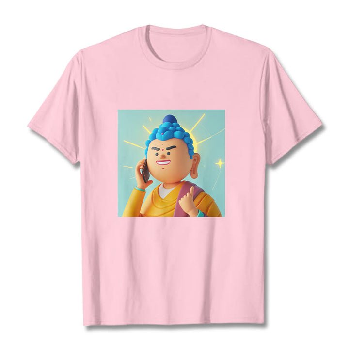 Buddha Stones Lustiges Cartoon-Buddha-T-Shirt - Hellrosa - 2XL - image 17