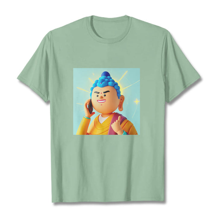 Buddha Stones Lustiges Cartoon-Buddha-T-Shirt - Blassgrün - 2XL - image 11