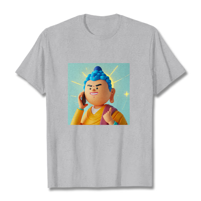 Buddha Stones Lustiges Cartoon-Buddha-T-Shirt - Hellgrau - 2XL - image 19